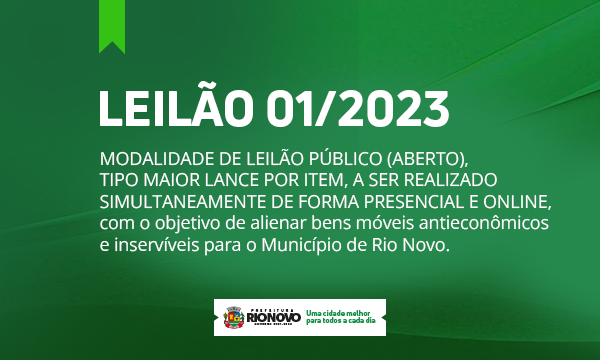 Leilão 001.2023 Prefeitura de Rio Novo