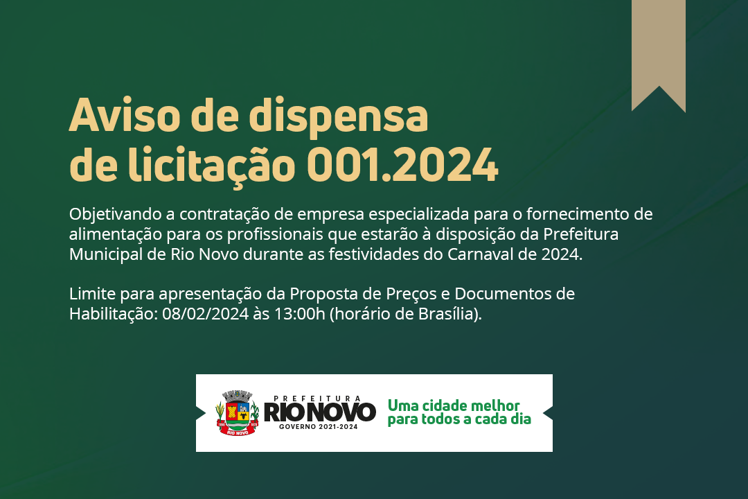 Dispensa Licitação Rio Novo 001.2024
